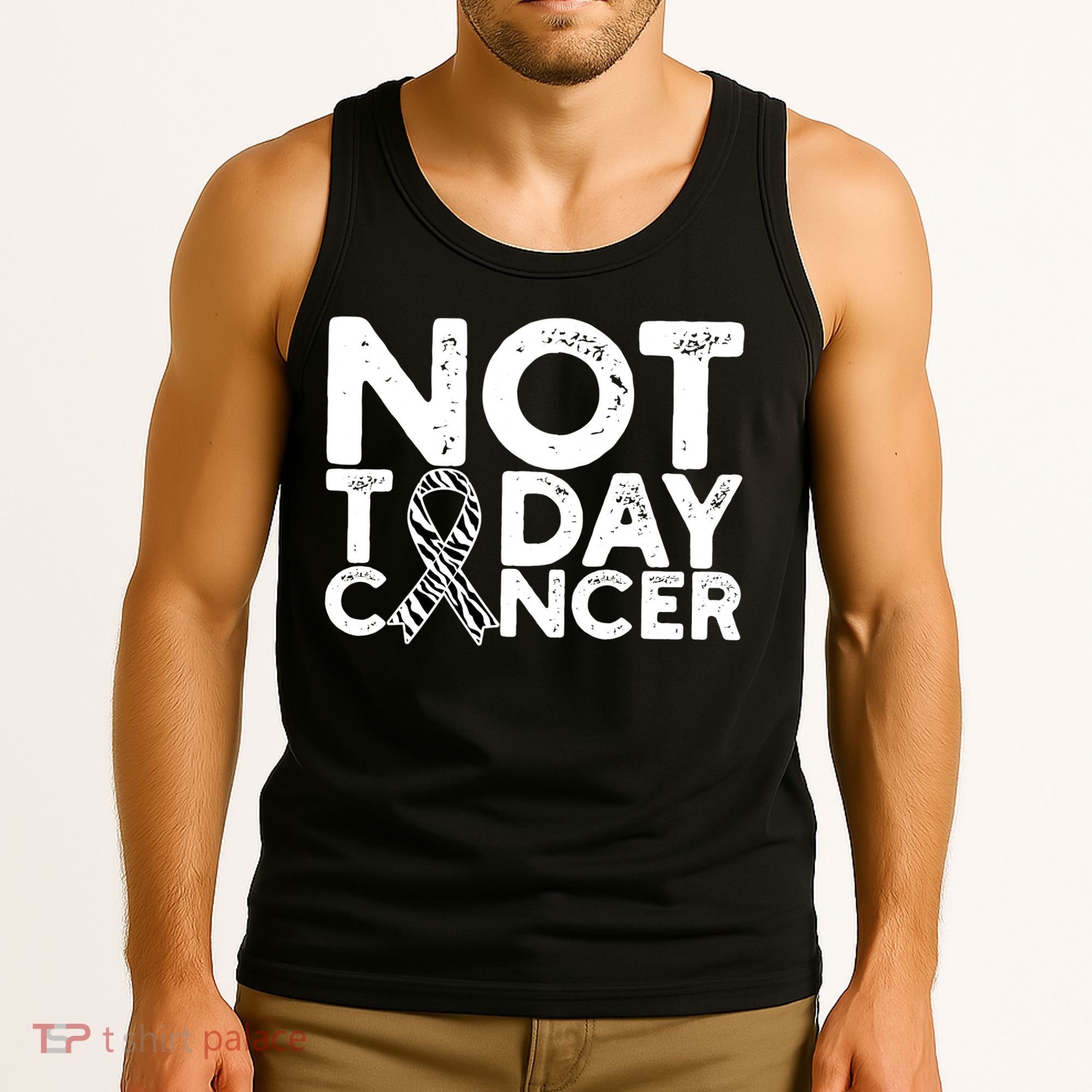 Carcinoid Cancer Awareness Not Today Cancer Zebra Ribbon Tank Top