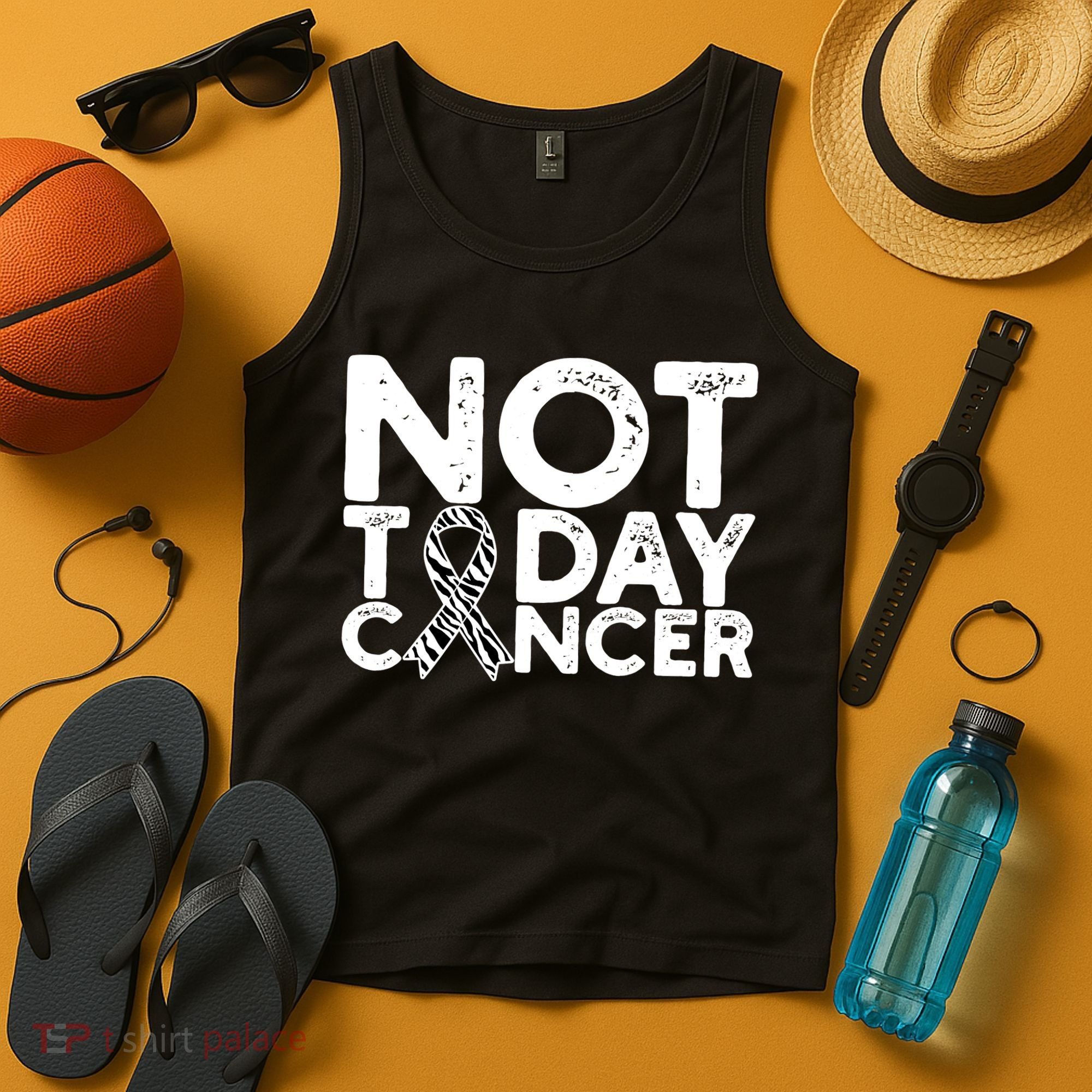 Carcinoid Cancer Awareness Not Today Cancer Zebra Ribbon Tank Top