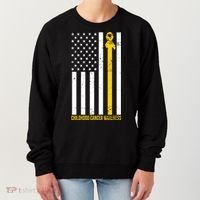 Childhood Cancer American Flag Yellow Thin Line Women's Sweatshirt thumb 0
