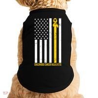 Childhood Cancer American Flag Yellow Thin Line Doggie Tank thumb 0