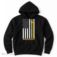 Childhood Cancer American Flag Yellow Thin Line Hoodie thumb 0