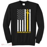 Childhood Cancer American Flag Yellow Thin Line Sweatshirt thumb 0