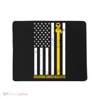 Childhood Cancer American Flag Yellow Thin Line Mousepad thumb 0