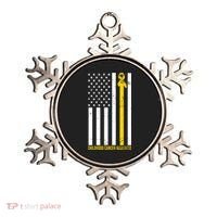 Childhood Cancer American Flag Yellow Thin Line Ornament thumb 0