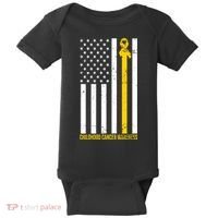 Childhood Cancer American Flag Yellow Thin Line Baby Bodysuit thumb 0