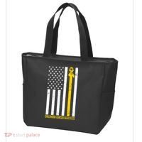 Childhood Cancer American Flag Yellow Thin Line Tote Bag thumb 3