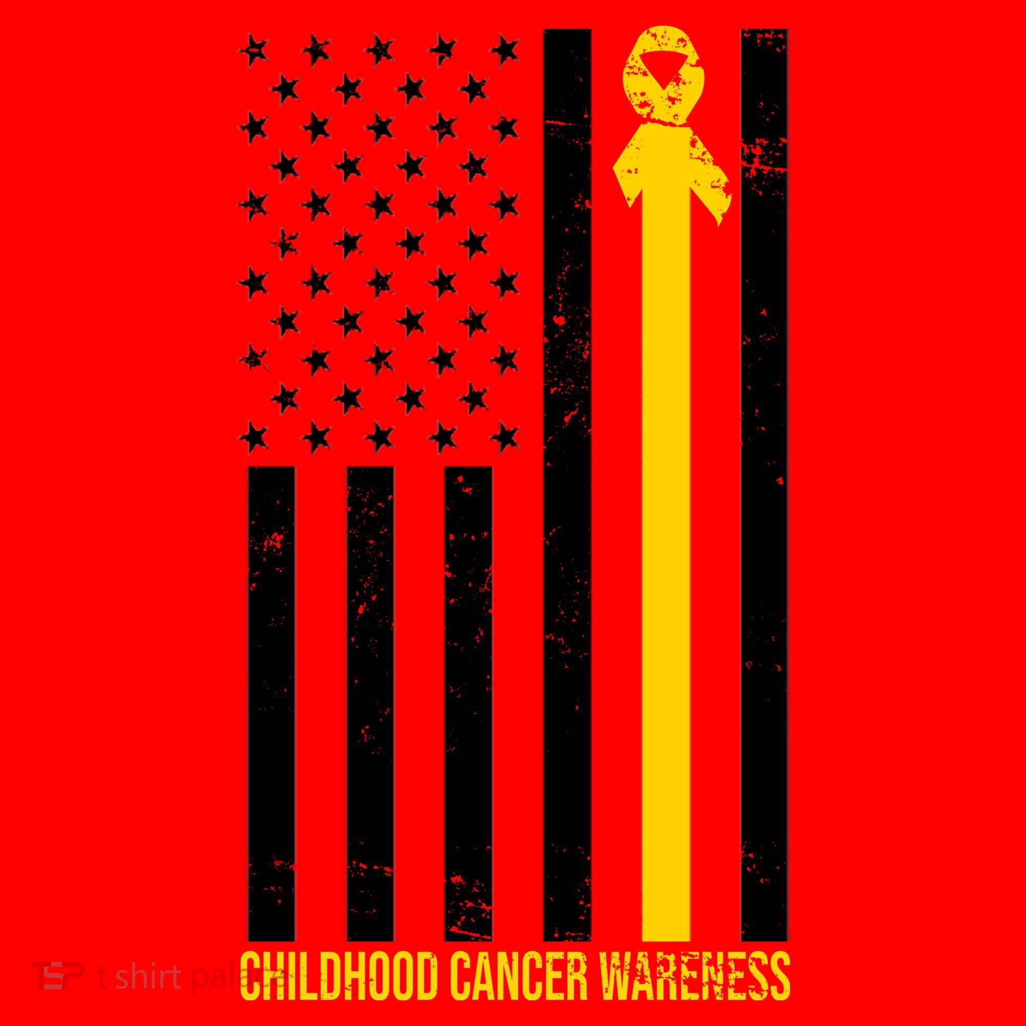 Childhood Cancer American Flag Yellow Thin Line Santa Hat