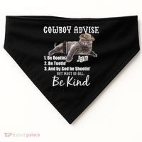 Cowboy Cat Adivse Be Rootin' Be Tootin' Be Shootin Be Kind Meme USA-Made Doggie Bandana thumb 0