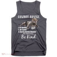 Cowboy Cat Adivse Be Rootin' Be Tootin' Be Shootin Be Kind Meme Tank Top thumb 0