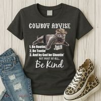Cowboy Cat Adivse Be Rootin' Be Tootin' Be Shootin Be Kind Meme Women's T-Shirt thumb 3