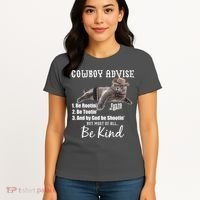 Cowboy Cat Adivse Be Rootin' Be Tootin' Be Shootin Be Kind Meme Women's T-Shirt thumb 4