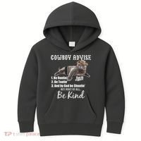 Cowboy Cat Adivse Be Rootin' Be Tootin' Be Shootin Be Kind Meme Kids Hoodie thumb 0