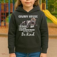 Cowboy Cat Adivse Be Rootin' Be Tootin' Be Shootin Be Kind Meme Kids Hoodie thumb 3