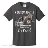 Cowboy Cat Adivse Be Rootin' Be Tootin' Be Shootin Be Kind Meme Kids T-Shirt thumb 0