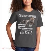 Cowboy Cat Adivse Be Rootin' Be Tootin' Be Shootin Be Kind Meme Kids T-Shirt thumb 2