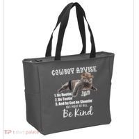 Cowboy Cat Adivse Be Rootin' Be Tootin' Be Shootin Be Kind Meme Tote Bag thumb 2