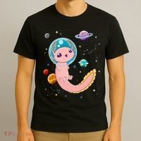Cute Creepy Anime Pastel Goth Clothes Space Axolotl Kawaii T-Shirt thumb 3