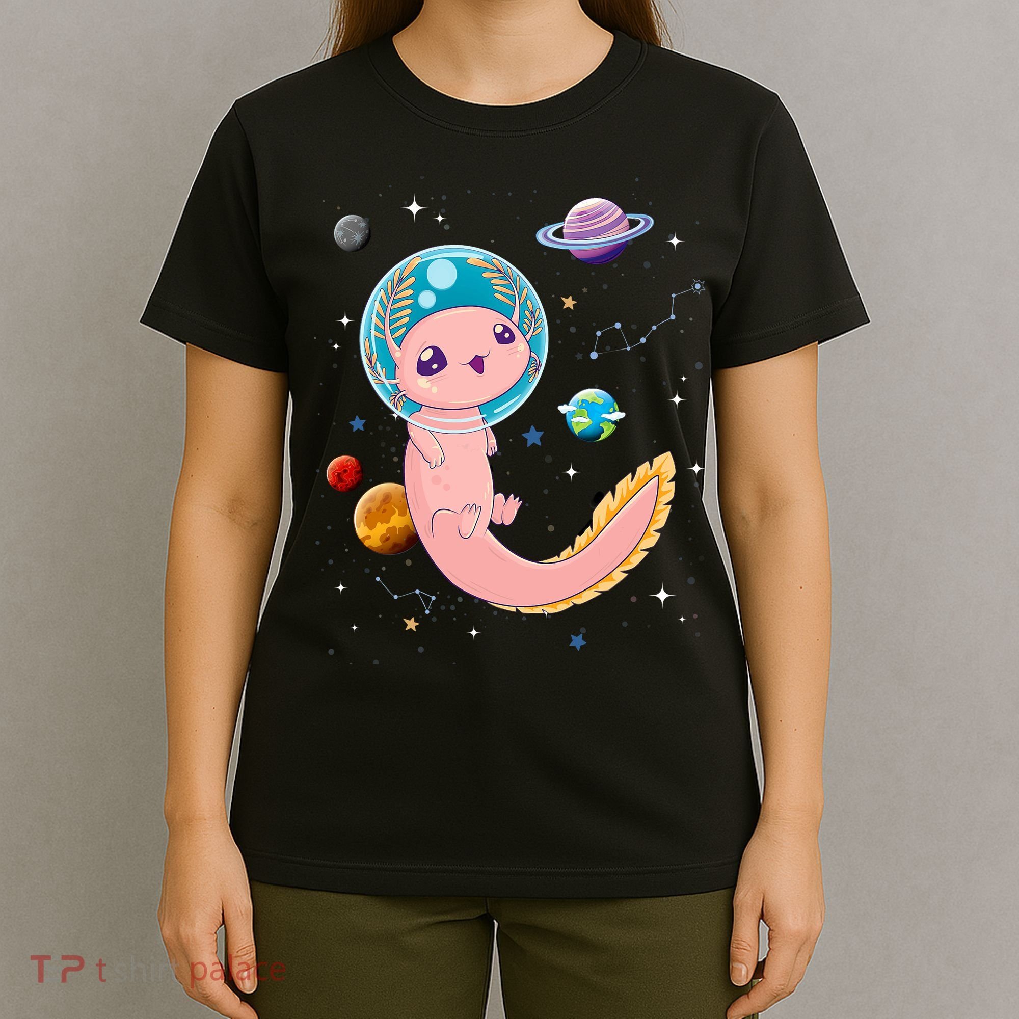 Cute Creepy Anime Pastel Goth Clothes Space Axolotl Kawaii T-Shirt