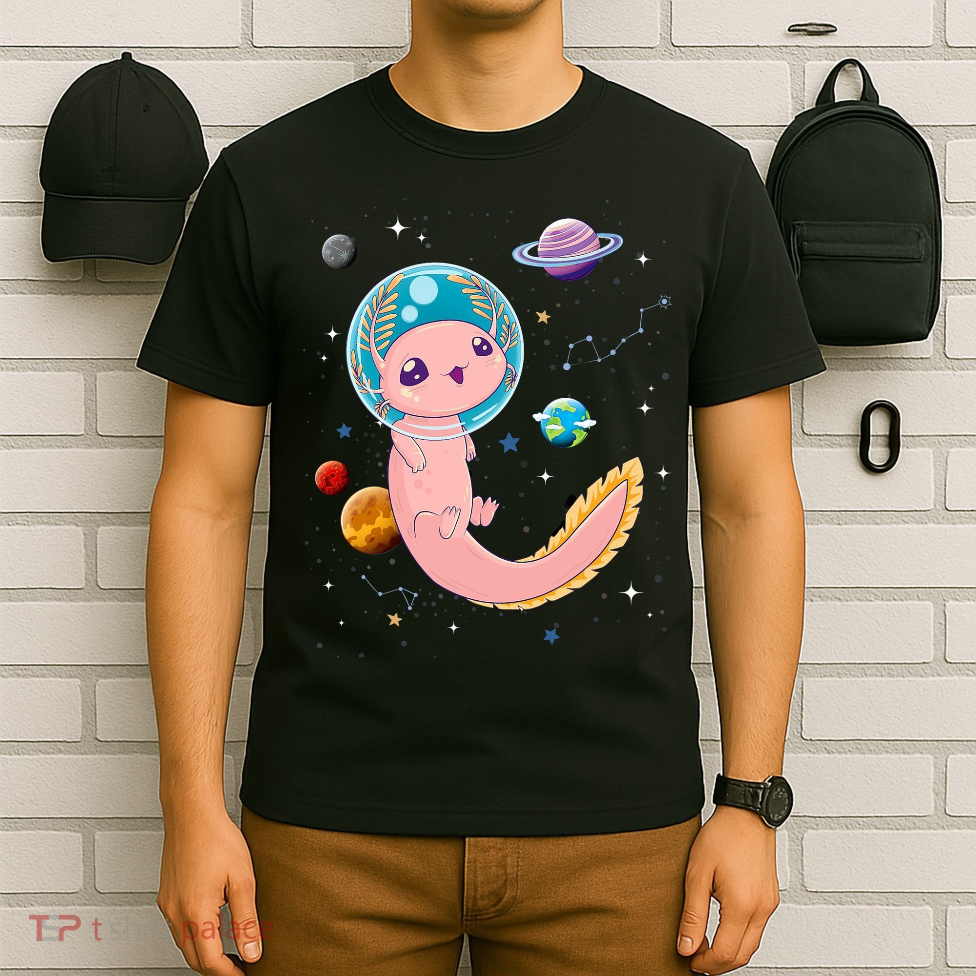 Cute Creepy Anime Pastel Goth Clothes Space Axolotl Kawaii T-Shirt