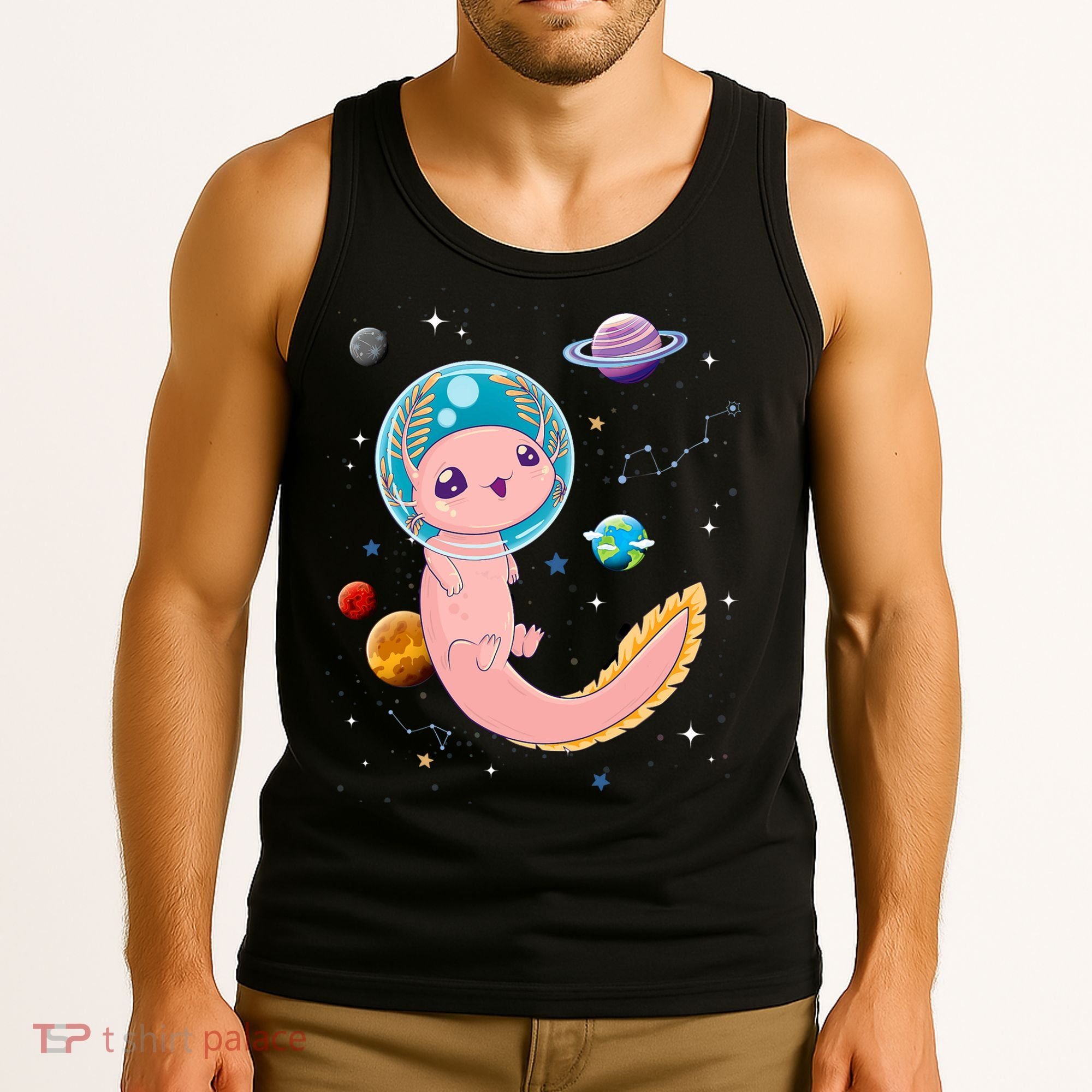 Cute Creepy Anime Pastel Goth Clothes Space Axolotl Kawaii Tank Top