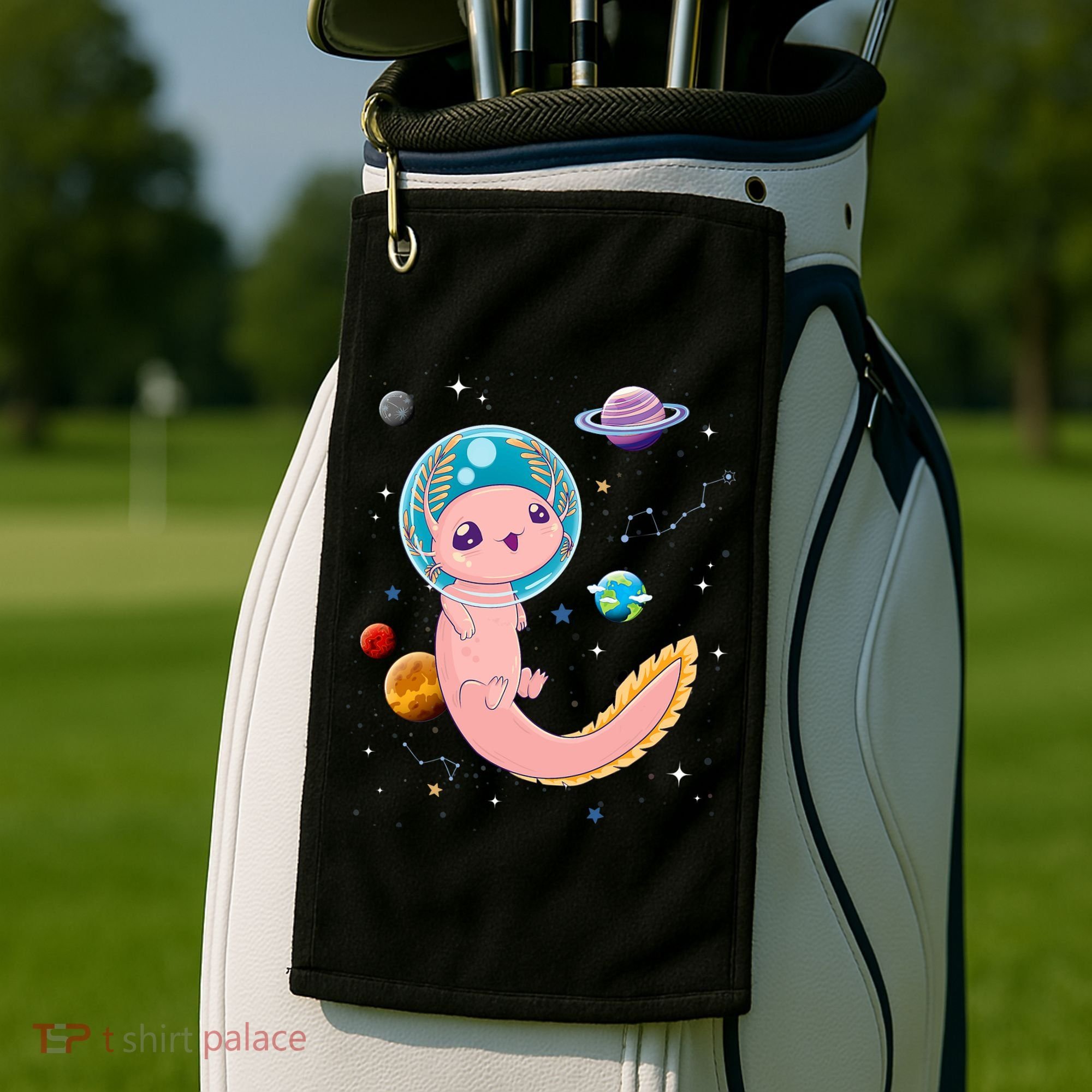 Cute Creepy Anime Pastel Goth Clothes Space Axolotl Kawaii Golf Towel