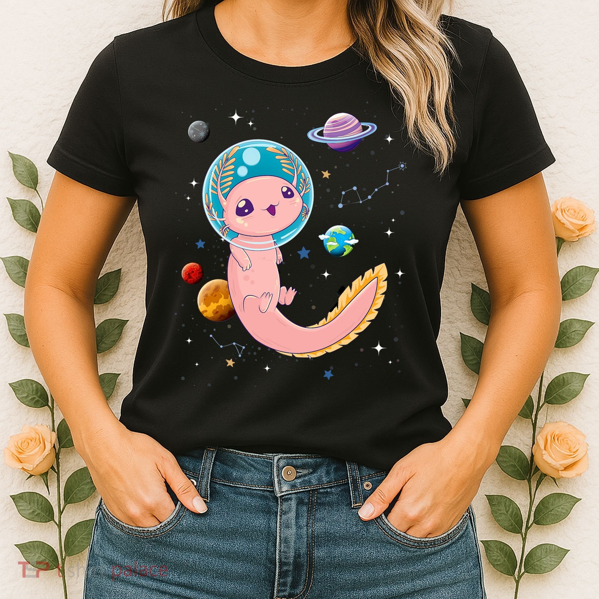 Cute Creepy Anime Pastel Goth Clothes Space Axolotl Kawaii Women's T-Shirt