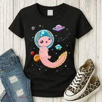 Cute Creepy Anime Pastel Goth Clothes Space Axolotl Kawaii Women's T-Shirt thumb 3