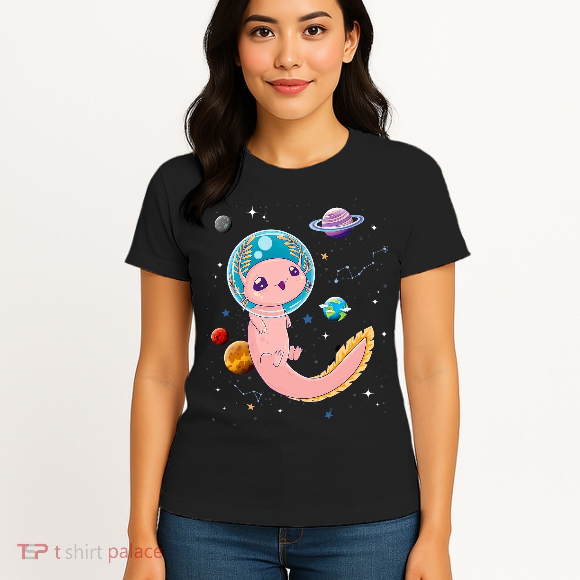 Cute Creepy Anime Pastel Goth Clothes Space Axolotl Kawaii Women's T-Shirt