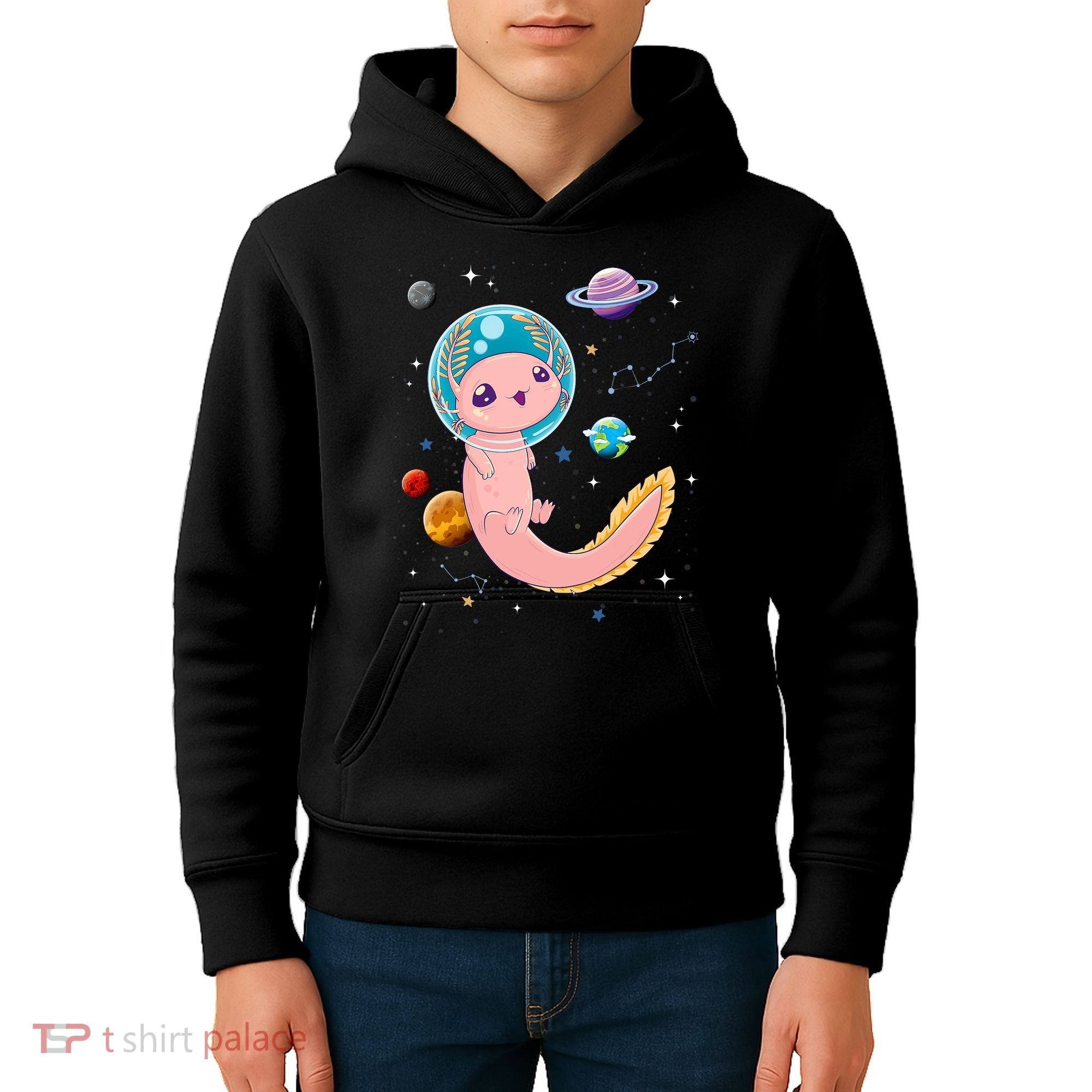 Cute Creepy Anime Pastel Goth Clothes Space Axolotl Kawaii Kids Hoodie
