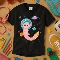 Cute Creepy Anime Pastel Goth Clothes Space Axolotl Kawaii Kids T-Shirt thumb 3