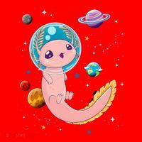 Cute Creepy Anime Pastel Goth Clothes Space Axolotl Kawaii Santa Hat thumb 1
