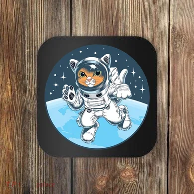 Cute Cat Astronaut Coaster