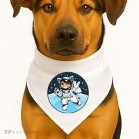 Cute Cat Astronaut USA-Made Doggie Bandana thumb 1