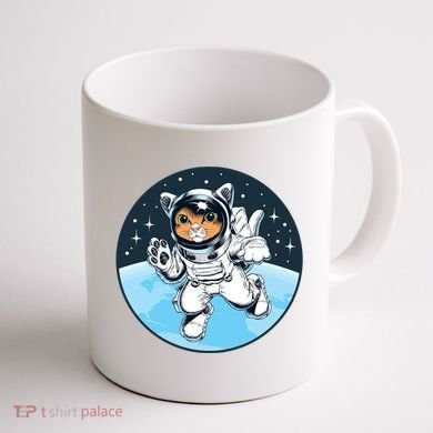 Cute Cat Astronaut Coffee Mug back