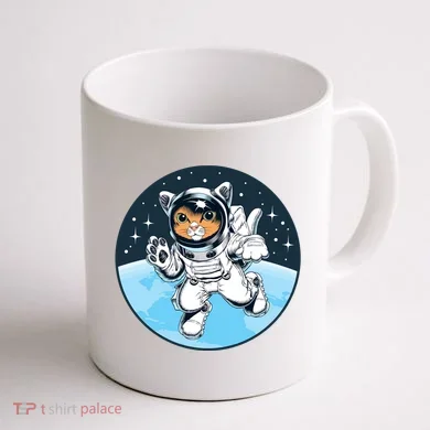 Cute Cat Astronaut Coffee Mug back