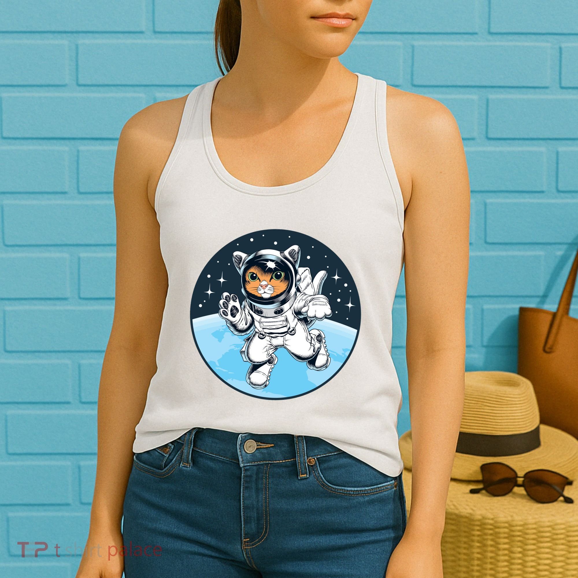 Cute Cat Astronaut Women's Tank Top