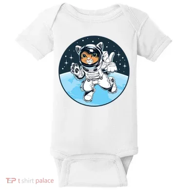 Cute Cat Astronaut Baby Bodysuit