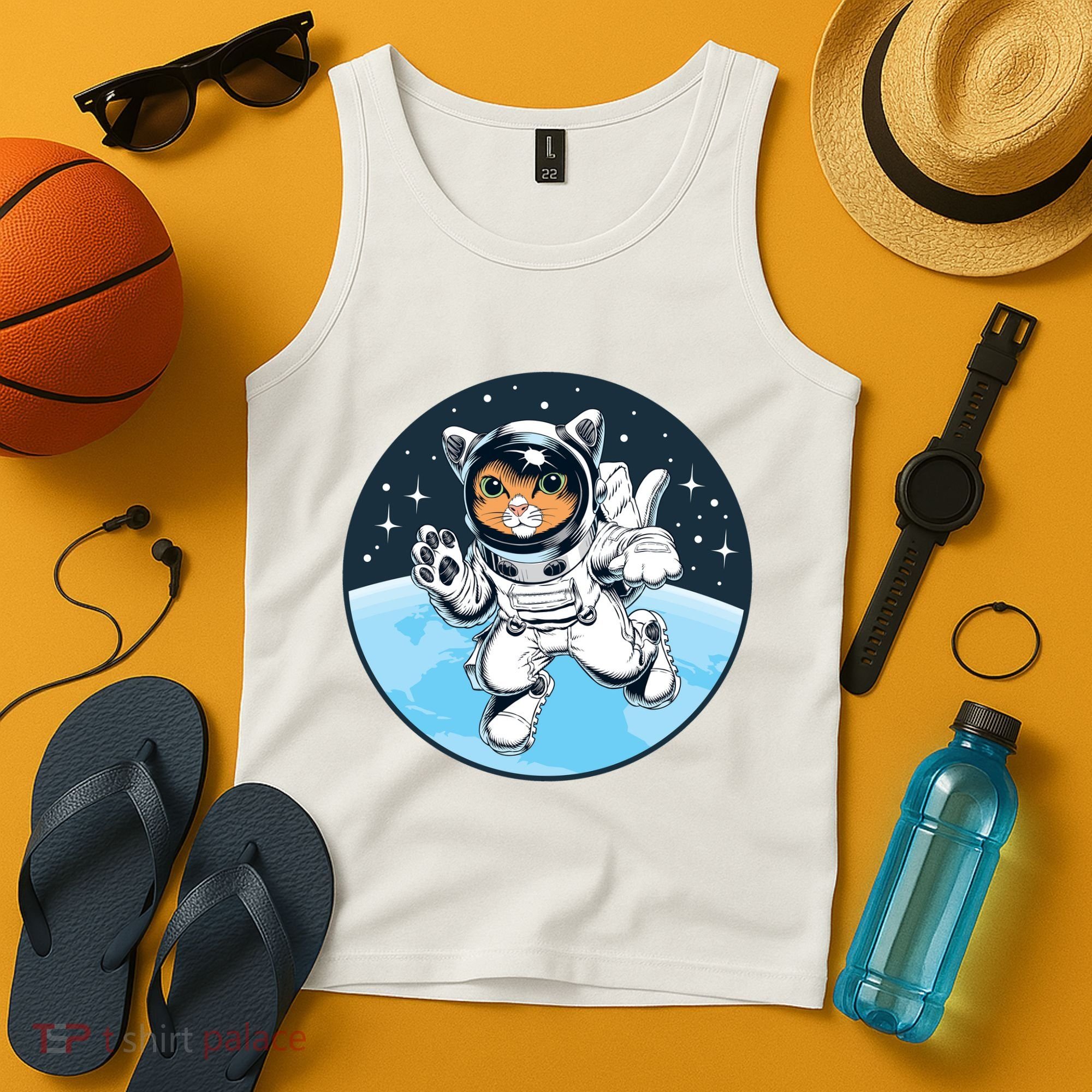 Cute Cat Astronaut Tank Top