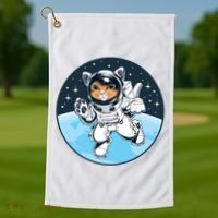 Cute Cat Astronaut Golf Towel thumb 1