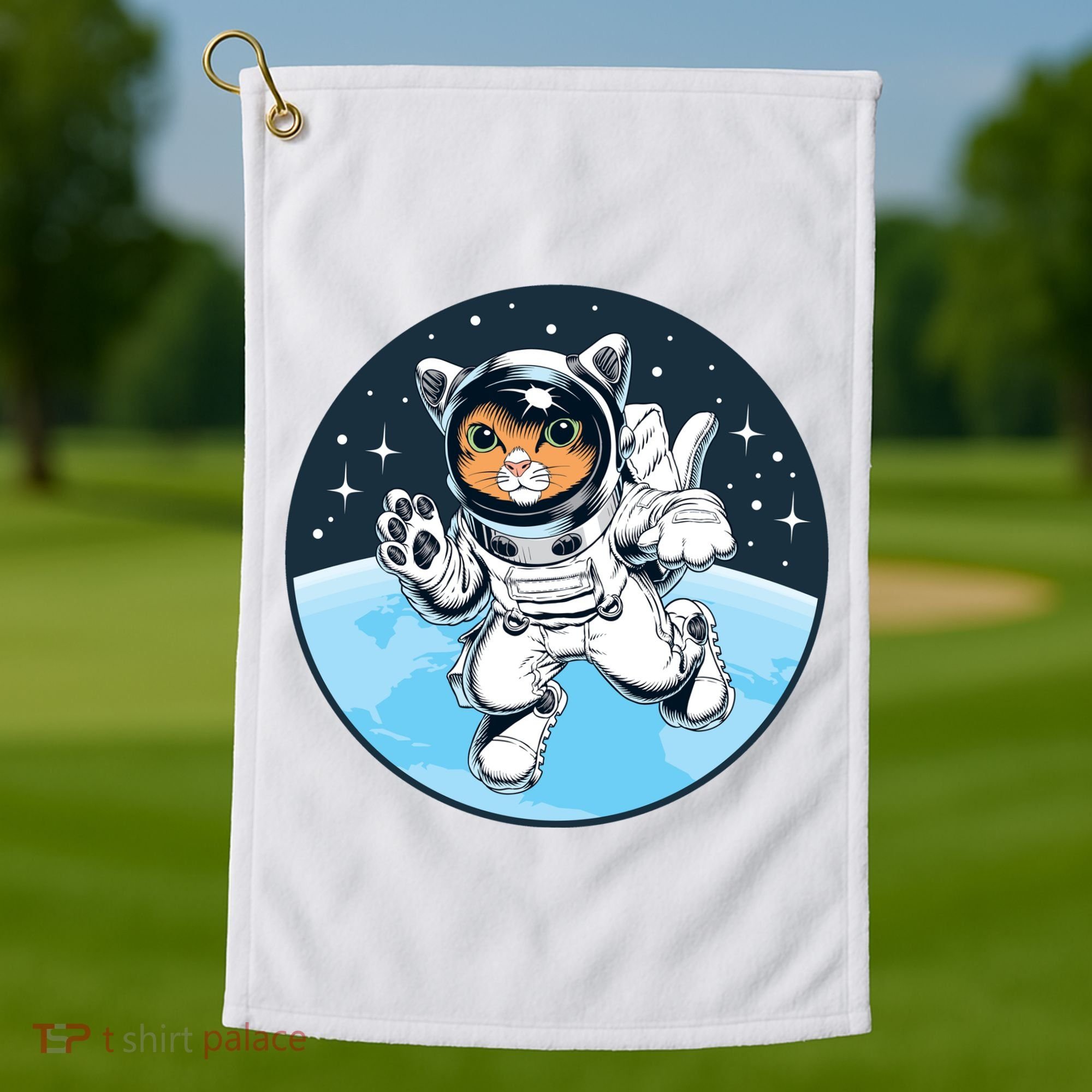 Cute Cat Astronaut Golf Towel