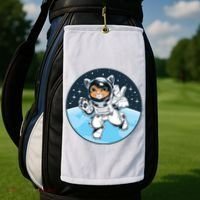 Cute Cat Astronaut Golf Towel thumb 2