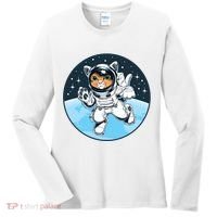 Cute Cat Astronaut Women's Long Sleeve Shirt thumb 0