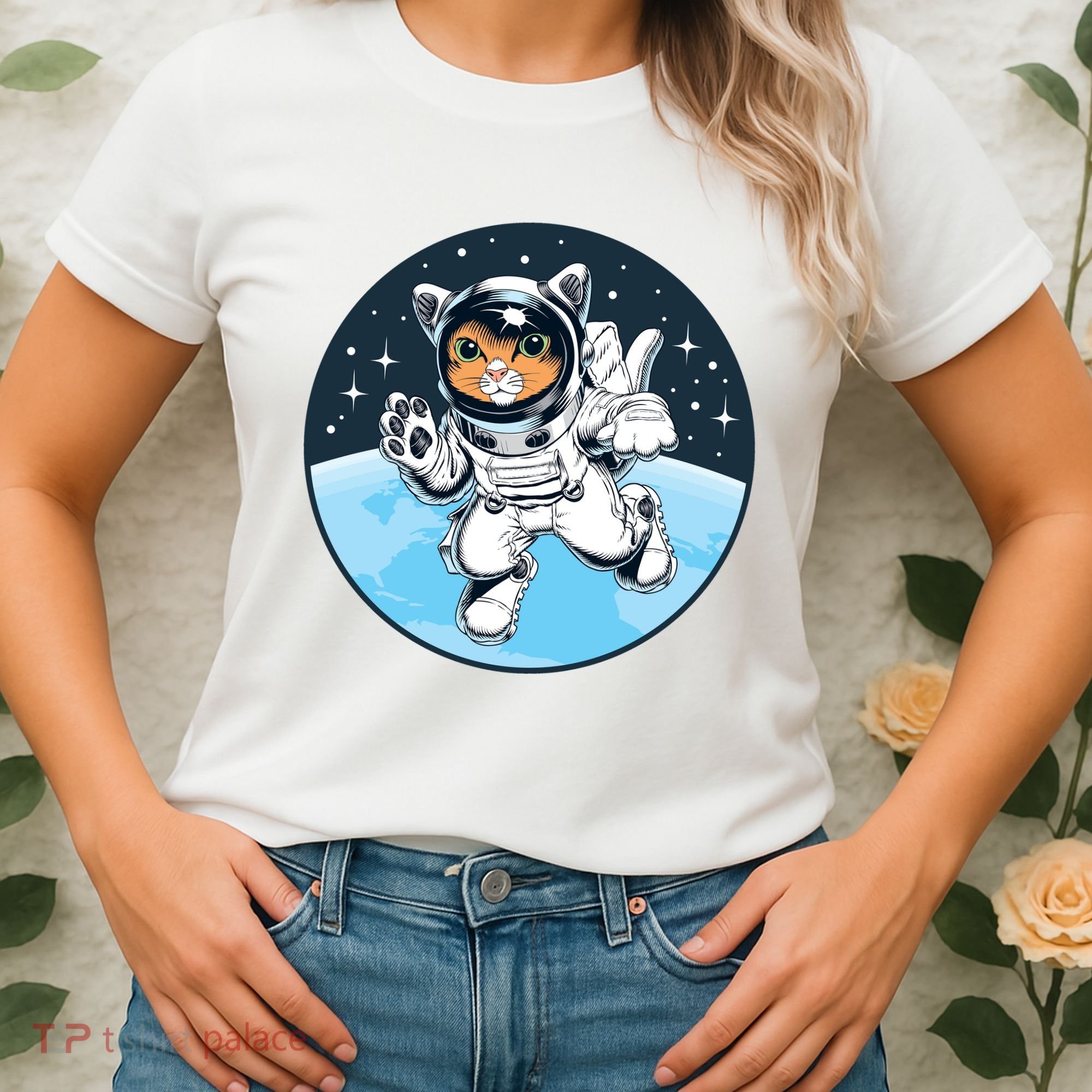 Cute Cat Astronaut Women's T-Shirt