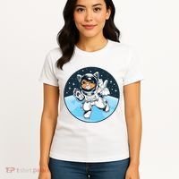 Cute Cat Astronaut Women's T-Shirt thumb 4