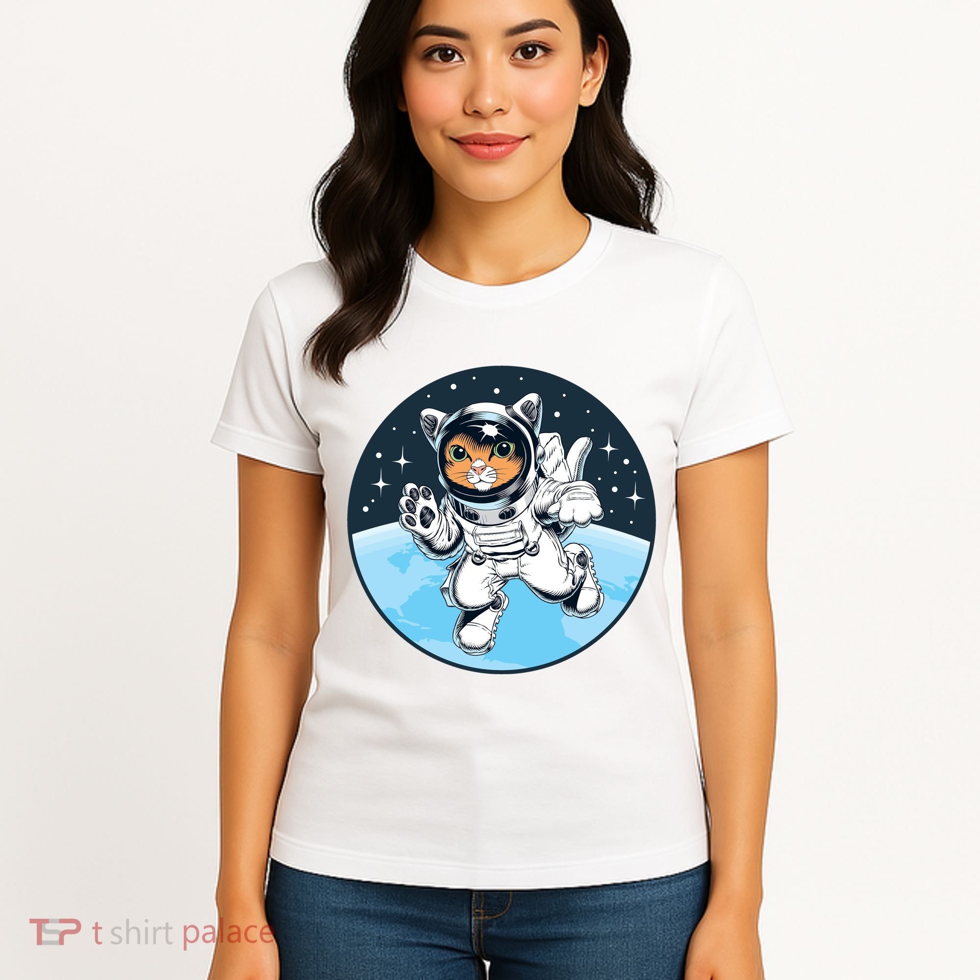 Cute Cat Astronaut Women's T-Shirt