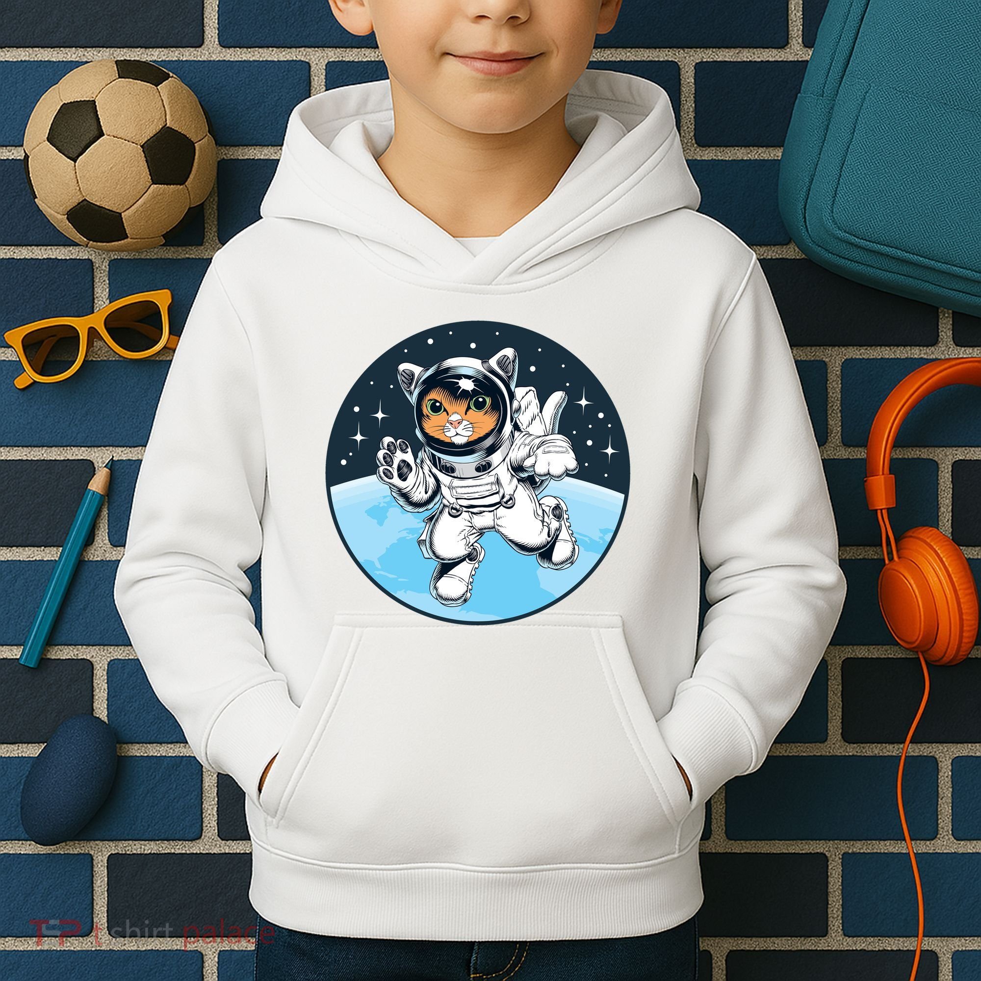 Cute Cat Astronaut Kids Hoodie
