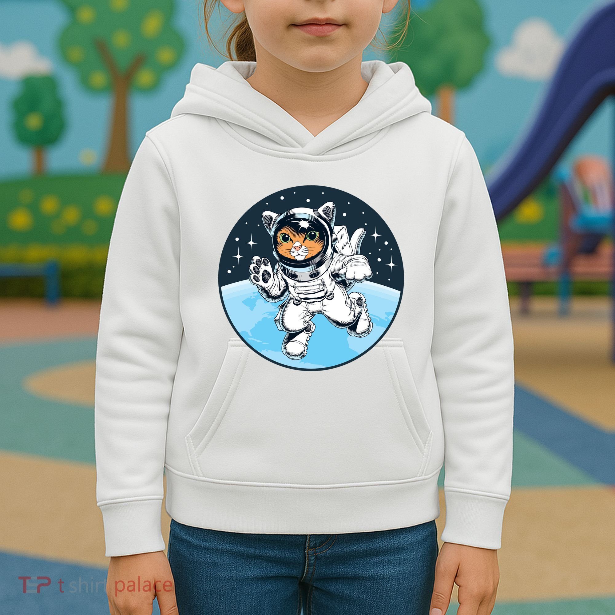Cute Cat Astronaut Kids Hoodie