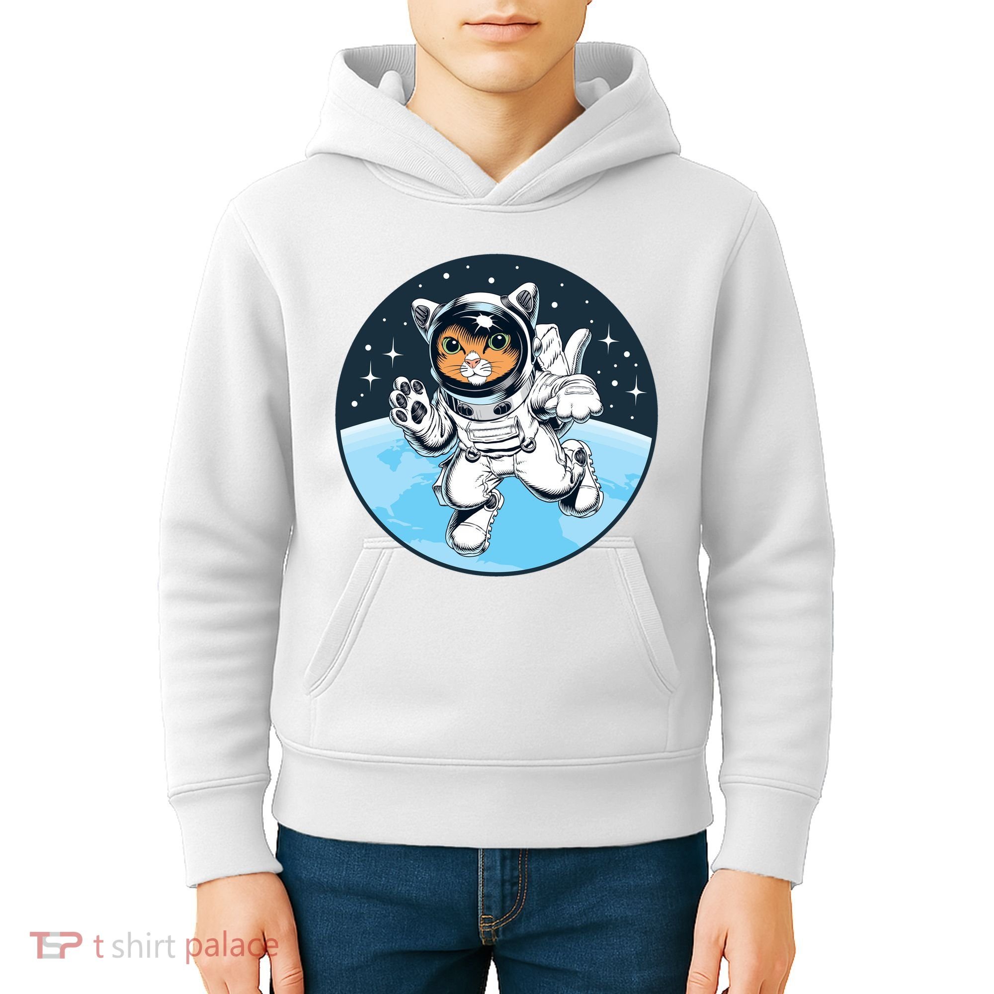 Cute Cat Astronaut Kids Hoodie
