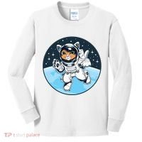 Cute Cat Astronaut Kids Long Sleeve Shirt thumb 0