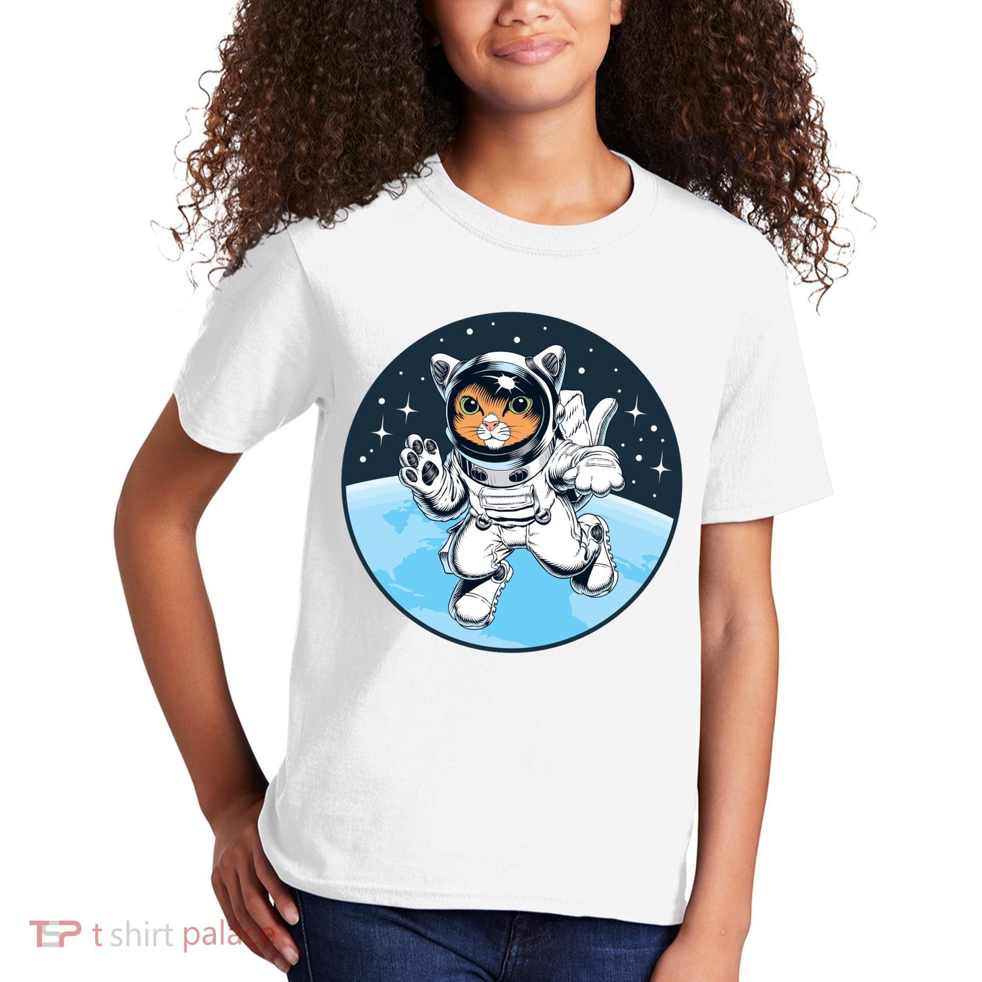 Cute Cat Astronaut Kids T-Shirt